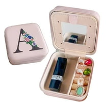 Travel Jewelry Box Case Organizer Stocking Stuffers for Teens, Christmas Gifts for Women Teen Girls Trendy Stuff Easter Basket Stuffers Personalized Birthday Mothers Day Mom Gifts, lnitial A