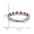 thumbnail image 2 of 925 Sterling Silver Bezel Polished Patterned Stackable Pink Tourmaline Ring Size 5 Stackable Ring for Women, 2 of 2