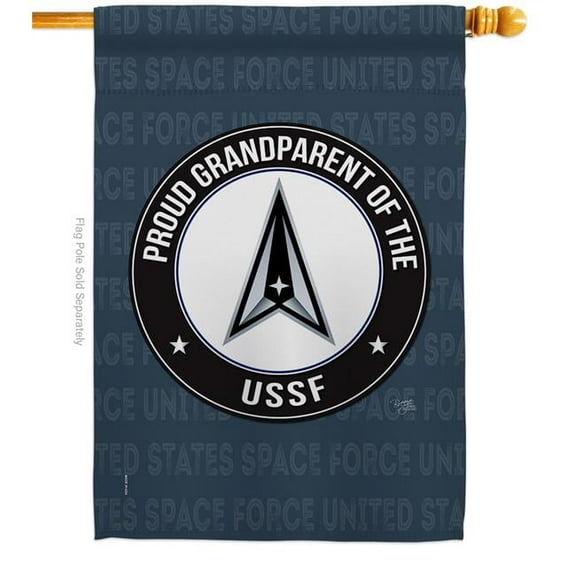 Breeze Decor  Proud Grandparent USSF House Flag Armed Forces Space Force 28 x 40 in. Double-Sided Decorative Vertical Flags for Decoration Banner Garden Yard Gift