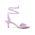 thumbnail image 3 of BLISSFUL STEP Women's Shoes Lace-Up Kitten Heel Open Toe Slingback Sandals Light Purple 6, 3 of 7