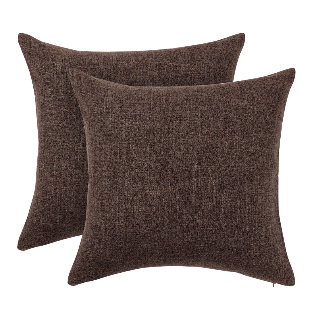Unique Bargains Blank Cotton Linen Throw Pillow Cover Cases decorative Square Cushion Covers For Couch Sofa Bed 18 X 18 Brown