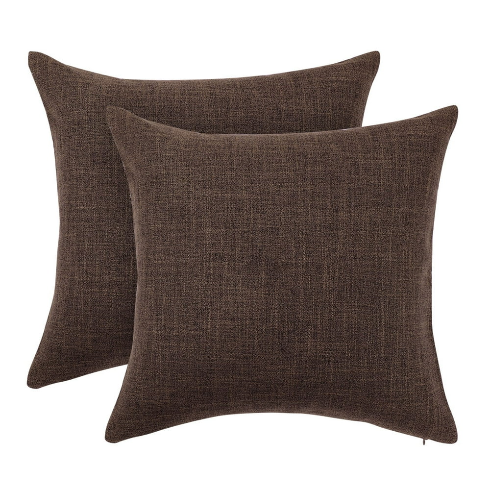 Unique Bargains 2 Pack Cotton Linen Throw Pillow Covers 18" x 18" Brown