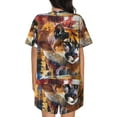 thumbnail image 6 of Daiia Abstract Lion Painting Pattern Womens Pajama Sets Short Sleeve Pajamas for Women Sets Soft Lounge Sets Casual Round Neck Sleepwear PJS-X-Large, 6 of 7