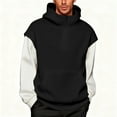 thumbnail image 2 of RKSTN Hoodies for Men Oversized Splicing Fake Two Pieces Pullover Hooded Sweatshirts Top Men's Casual Solid Color Mock Neck Loose Fits Comfy Workout Sport Long Sleeve Hoodie Fall Winter Clothes, 2 of 9