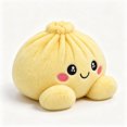 thumbnail image 3 of Yellow Dumpling Plush Toy - Soft Squeezable Stuffed Bao Toy with Embroidered Face, Plush Steamed Bun Dumpling Stuffed Animals Stuffed Toys Cute Food Plushie for Office Desk Decor Stress Relief Gift, 3 of 13