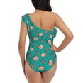 thumbnail image 5 of Gaeub Starfish and Shell Women's One Shoulder Ruffle Tummy Control Swimwear for Swimming Surfing Beach Party - Medium, 5 of 8