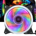 thumbnail image 1 of Multicolored Hydraulic Bearing 1200 RPM CPU Cooling Fan, RGB Chassis Fan, Silent For Desktop Computer  Double-Aperture Multicolored Lights + Packaging Screws, 1 of 8
