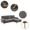 thumbnail image 6 of 85" Sectional Sofa, Modern L-Shape Modular Sectional Sofa, Three-Seat Sleeper Couch with Chenille Fabric and Metal Feet for Living Room, Apartment, Office, Dark Gray, 6 of 7