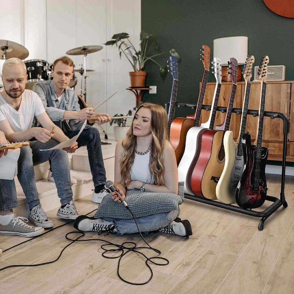 Universal Guitar Rack, Electric Stand, Bass Holder, Folding Display Multi-guitar Aluminum Alloy 7 Adjustable, Lightweight