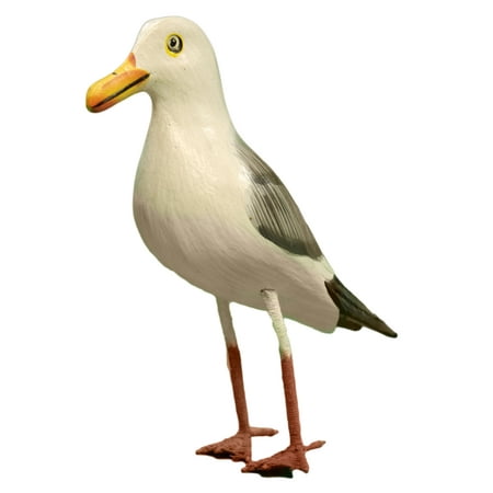 Handmade Porcelain Figurine - Nautical Decoration Hand Made Wooden Seagull Figurine, 6.5 Inches Tall