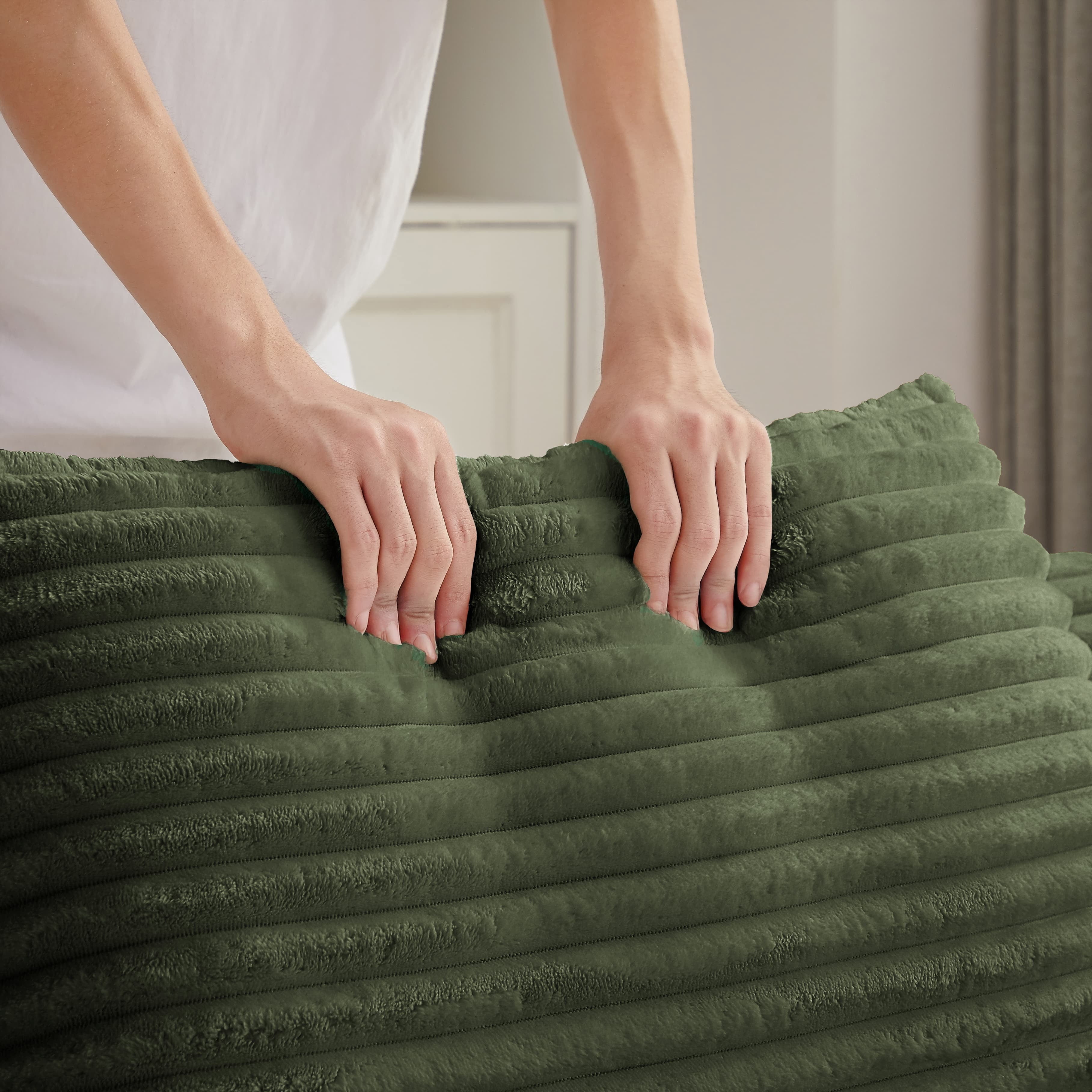 MAYEERTY Oversized Corduroy Chaise Lounge Chair, Sponge & Pocket Spring, Ergonomic for Living Room Office，No Assembly