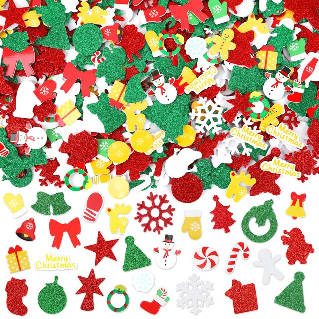 Set de 600 pegatinas navideñas de espuma con purpurina Sepglitter