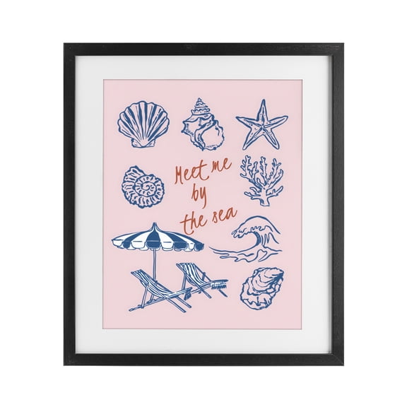 Stupell Industries Contemporary Meet Me By The Sea Black Framed Print Under Glass, 13 x 16, by The Prints Vibe