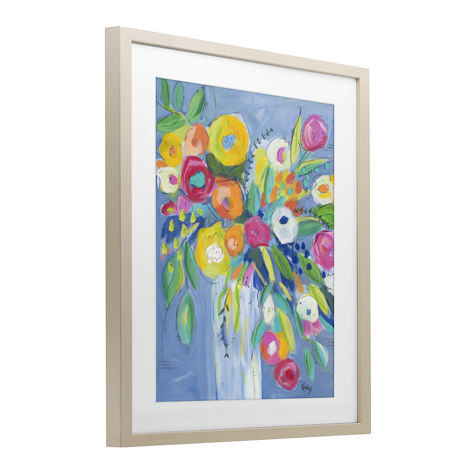 Stupell Industries Cheerful Blossom Energy Birch Framed Print Under Glass, design by Krinlox