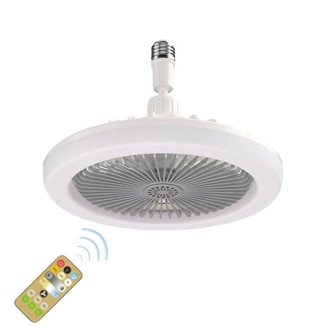 E27 Ceiling Fan With Lights, Enclosed Low Profile Fan Light, Ceiling Light With Fan, Hidden Fan, Remote Control, Dimmable LED, 3 Speed Fan, For Small Rooms