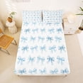 thumbnail image 5 of Erosebridal Dreamy Princess Kawaii Bowknot Bed Sheets For Bows Lovers,Kawaii Bowknots Bow Tie King Sheets,White Blue 4-Piece, 5 of 6