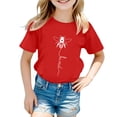 thumbnail image 1 of PMVFHDE Hauts à Manches Courtes pour Filles Mode Décontractée Imprimé Col Rond T-Shirt Ample Rouge, 3-4 Ans, 1 of 4