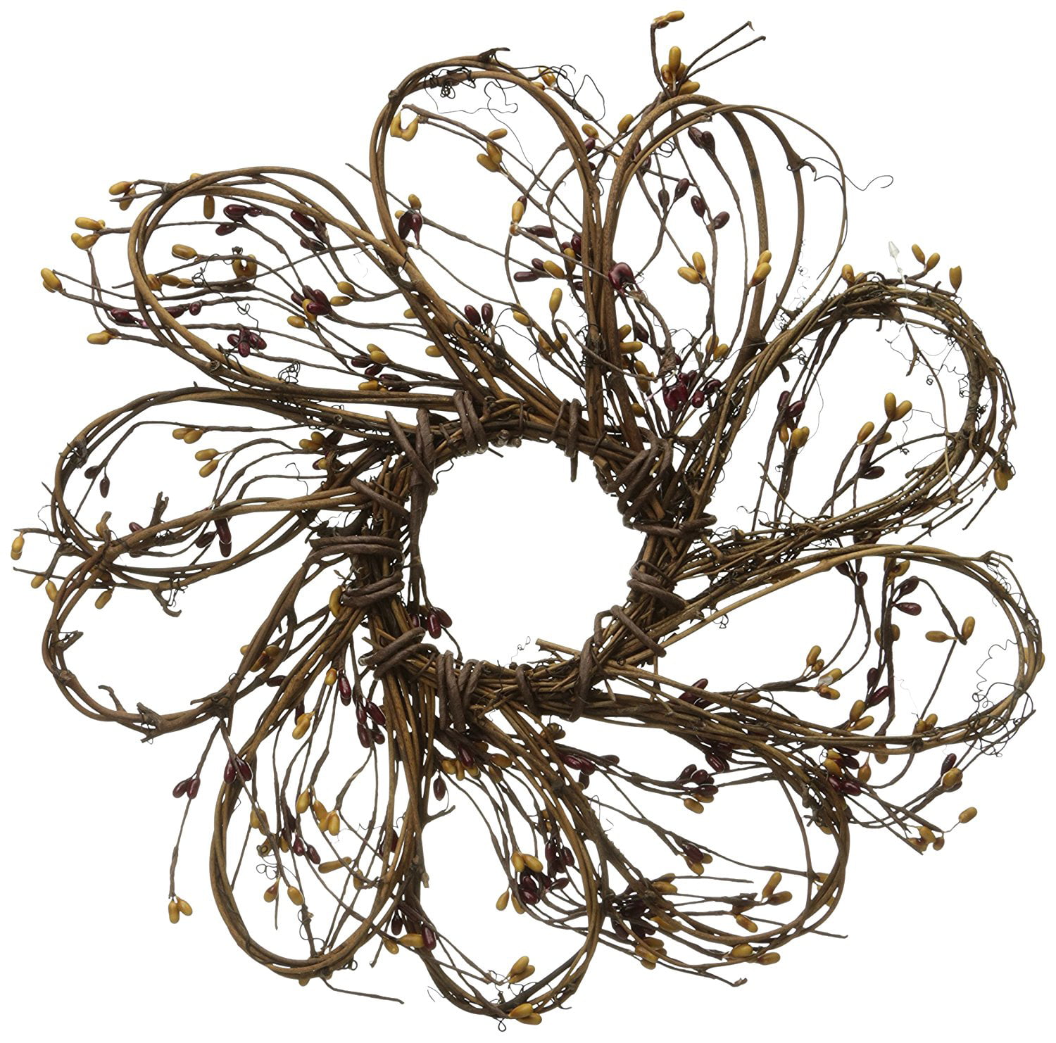 18-Inch CWI Gifts Bell and Pip Twig Wreath Burgundy