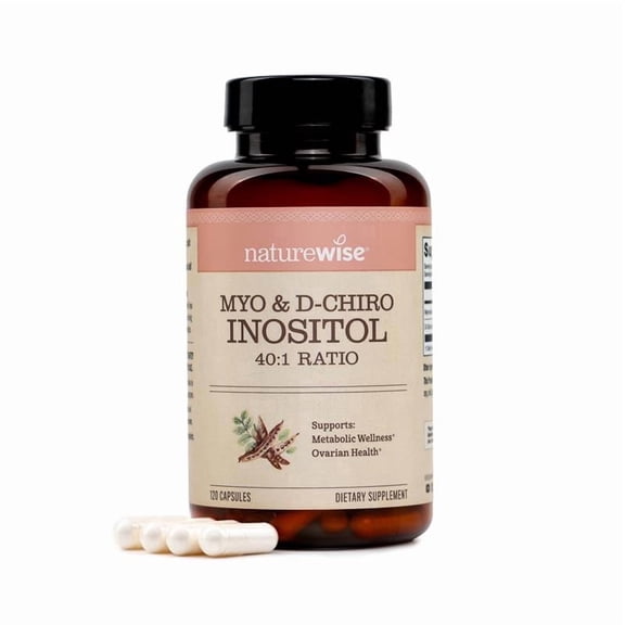 NatureWise Myo-Inositol & D-Chiro Inositol Supplement for Women  - Ideal 40:1 Ratio Myo-Inositol to D Chiro Inositol - Fertility Supplements for Women- Vegan, Non-GMO - 120 Capsules[30-Day Supply]