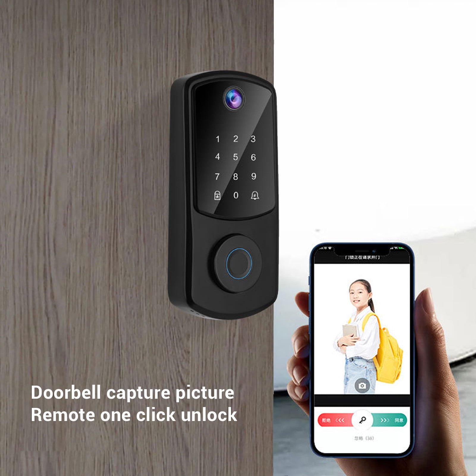 Serrure de Porte, Clavier Numérique Biométrique à Empreinte Digitale, Code d'Entrée Sans Clé, Serrure Intelligente avec Poignée, Facile à Installer