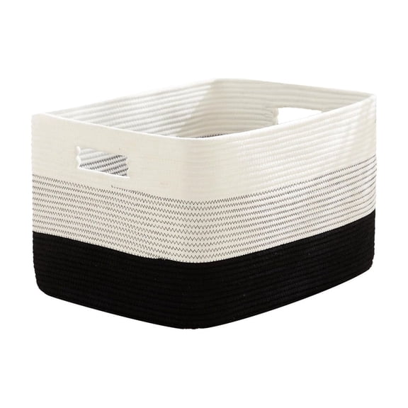 Woven Cotton Linen Storage Basket, Large Decorative Storage Bin, Multi-Purpose Fabric Basket for Laundry, Toys and Books, Handmade Organizer for Home and Nursery