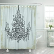 CYNLON Photography Pixdezines DIY Black Chandelier Wall Crystal Silhouette Bathroom Decor Bath Shower Curtain 66x72 inch