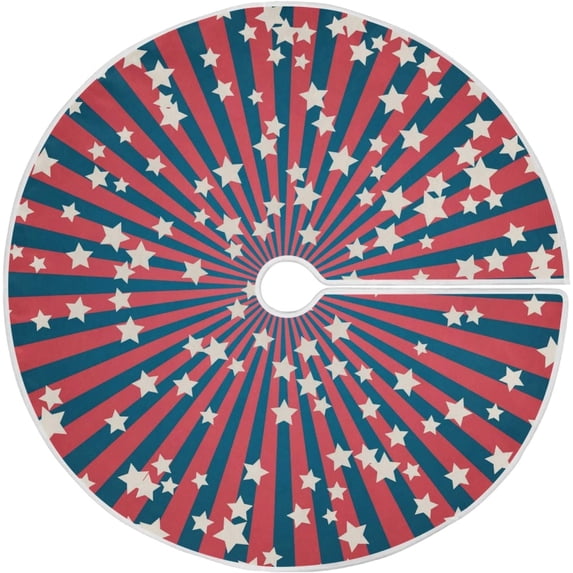 FMSHPON 4Th July Independence Day American Flag Christmas Xmas Christmas Tree Skirt Stand Mat for Holiday Party Decoration Indoor Outdoor 48 inches