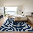 thumbnail image 3 of ODIKA 5'x7' Machine Washable Non-Slip Area Rug, Contemporary School of Fish with Interwoven Currents High Traffic Rug, Blue, 914949, 3 of 7