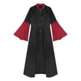 thumbnail image 4 of Aislor Women Color Block Mandarin Collar Flared Sleeves Gown Full Length Bodycon Dress Burgundy M, 4 of 7