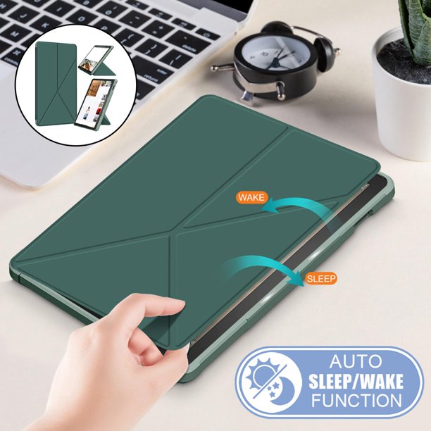 Estuche protector delgado inteligente Soledad cuero suave con solapa para Fire HD10 plus 2021 magnéticos ángulos de visión verde