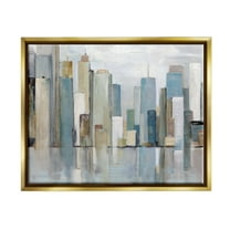 Stupell Industries Abstract Cityscape Buildings Abstract Painting Gold Floater Framed Canvas Art Print Wall Art, 21 x 17