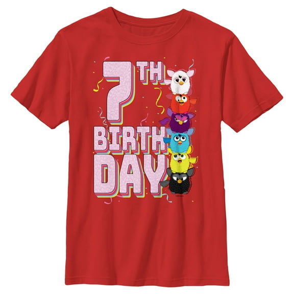 Boy's Furby Colorful Birhtday Line up Graphic T-Shirt
