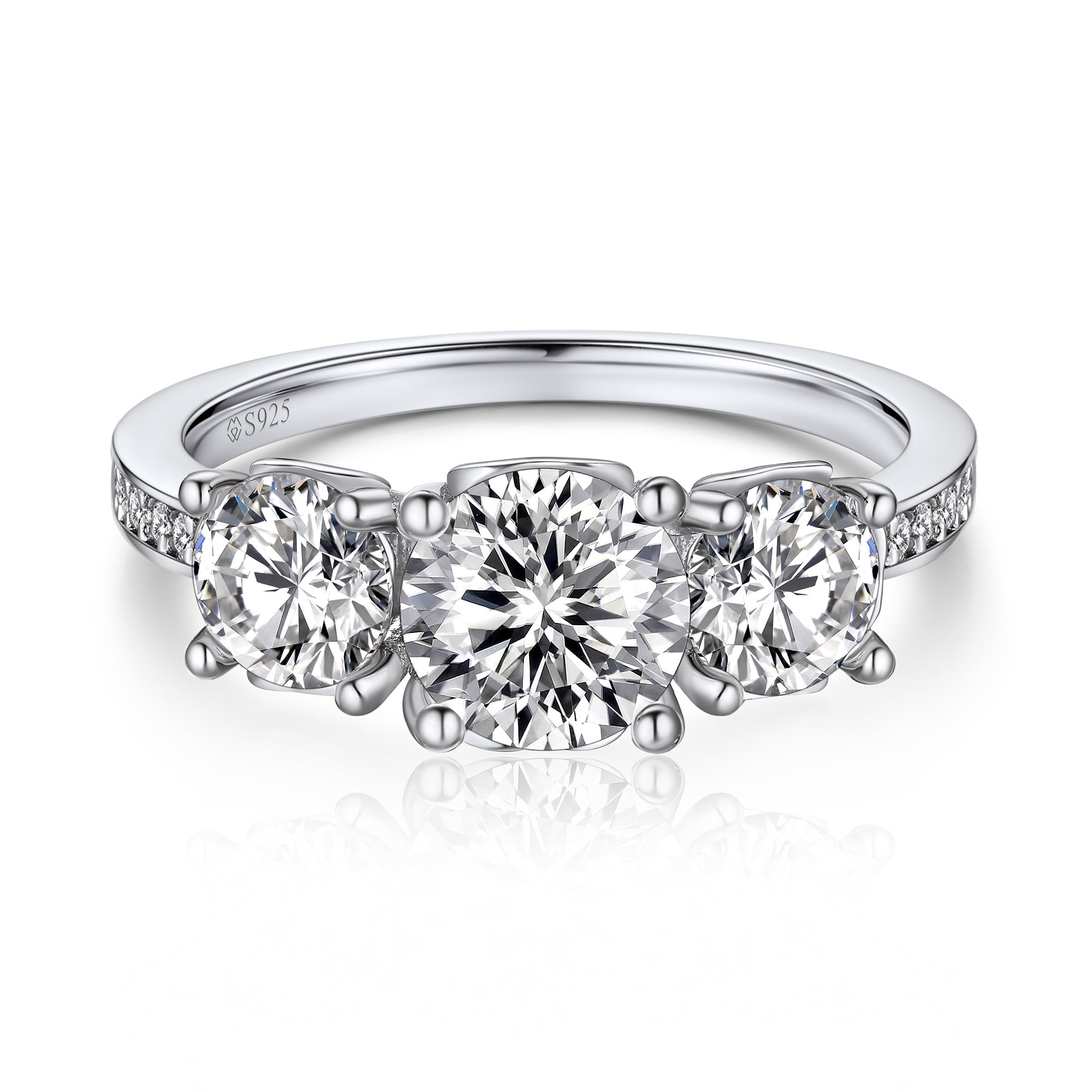 MomentWish 2 Carat Moissanite Engagement Rings for Women,D Color VVS1 Simulated Diamond Promise Ring 925 Sterling Silver-Size7