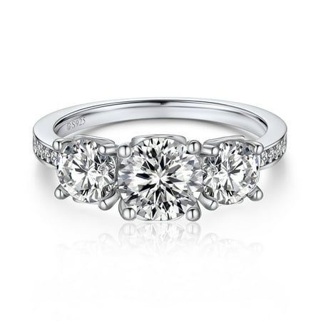 MomentWish 2Carat Moissanite Engagement Rings for Women,Anniversary Wedding Bands for Men S925 Sterling Silver-Size7