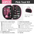 thumbnail image 6 of Pink Tool Kit - 128 Pieces Pink Tool Set with Easy Carrying Round Pouch, Household Tool Kit Perfect for DIY, Home Maintenance, 6 of 8