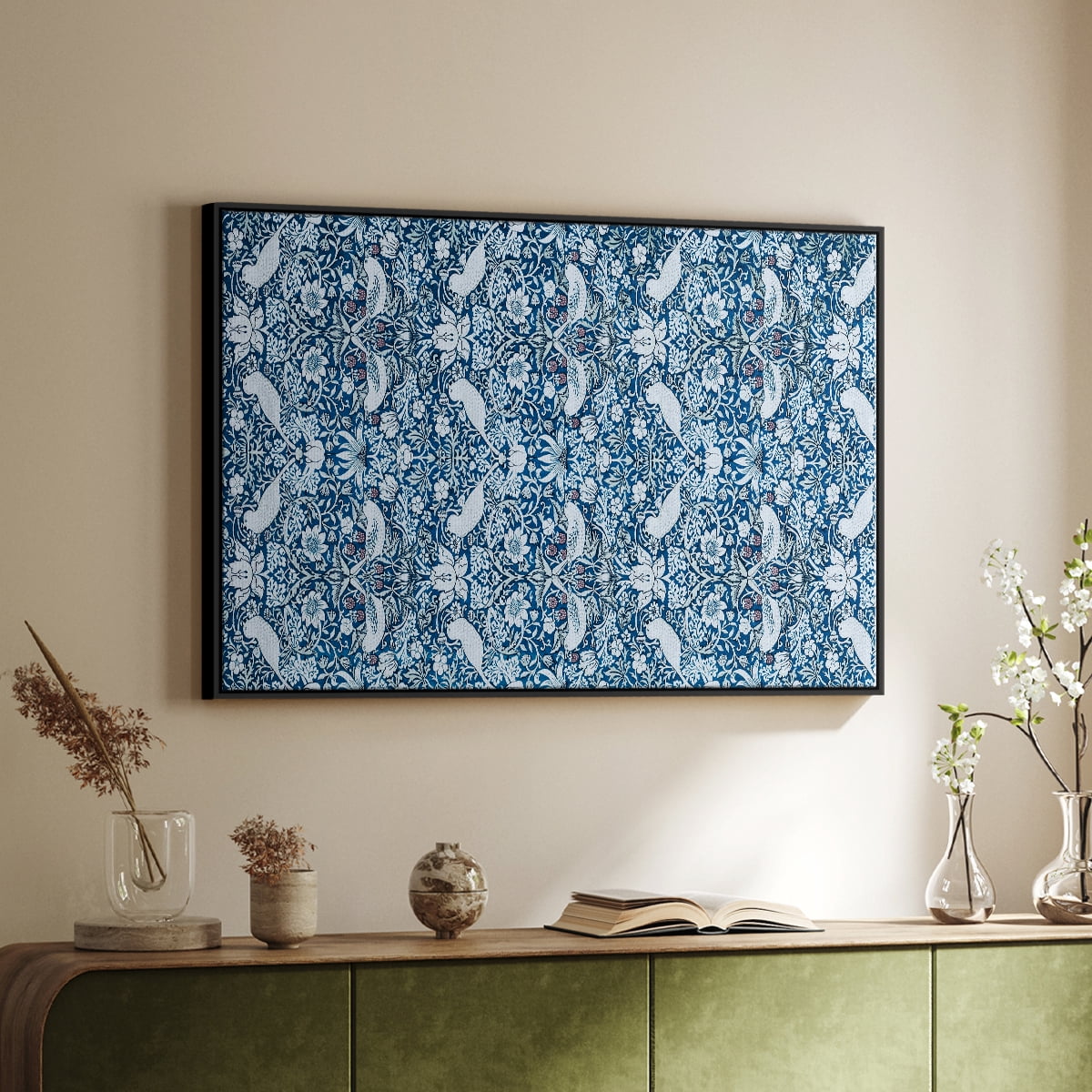 Vintage Abstract Print-LIX Framed in Black Wood Gallery Wrapped Canvas 27 in. x 41 in.