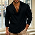 thumbnail image 2 of Zivyakyron Casual Tops Men Fall Long Sleeve Satin Cowl Neck Shirt Pullover Going Out Soft Solid Loose Black XL, 2 of 6