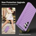thumbnail image 4 of Allytech Wallet Case for Samsung Galaxy S24 Ultra with Wrist & Shoulder Strap, [7 Card Slots] [Full Body Protection] Luxury PU Leather Zipper Wallet Metal Buttons Kickstand Shockproof Case, Purple, 4 of 9