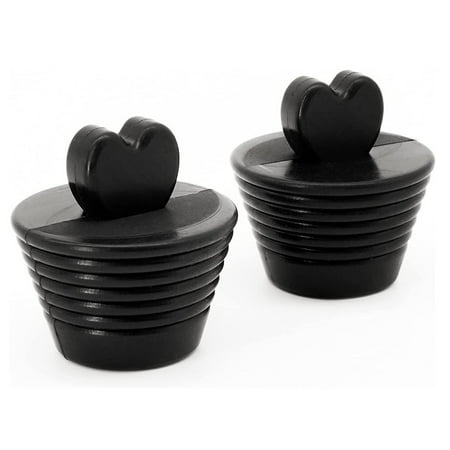 

Bath Tub Plug Silicone Sink Stopper Spiral Pattern Heart Shape for Bathroom(Black)
