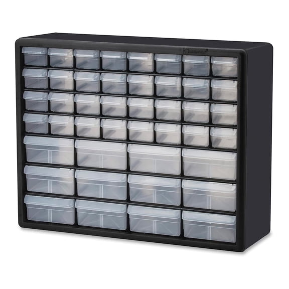 Akro-Mils 44 Drawer Plastic Storage Organizer Cabinet for Garage Use, Wall Mount, Black