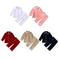 thumbnail image 5 of GYRATEDREAM Kids Velvet Pajamas Toddler Button-Down Solid Long-Sleeve T-Shirt Top + Pants 2PCS Christmas Outfits Sleepwear Clothes for 3M-13Y, 5 of 5
