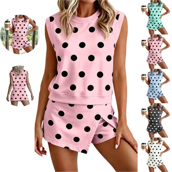 LEWKW Workout Sets for Women 2 Piece Activewear Sleeveless Top & Slit Skort Skirts Tennis Golf Gym Running Athletic Sporty Casual Matching Outfits