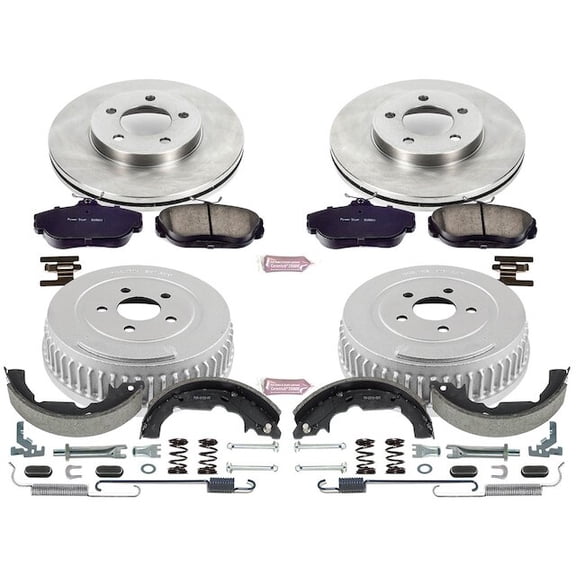 Front and Rear Brake Pad Rotor Shoe Drum Kit - Compatible with 1995 - 1998 Ford Windstar 1996 1997
