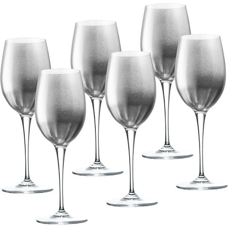 

Goblet Red Wine Glass Water Glass Glass is Decorated in Silver Stemmed Glasses Set of 6 Goblets 18 oz. by HauFomX Made in Europe
