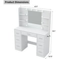 thumbnail image 2 of Makeup Vanity Desk with Lights and Mirror ,Dressing Table with 7 Drawers, Power Outlets, 3 Light Modes for Bedroom, White, 2 of 8