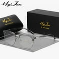 thumbnail image 2 of HyJex Unisex Same Fashion Simple Frame Glasses Retro Literary Half Frame Flat Glasses, 2 of 6
