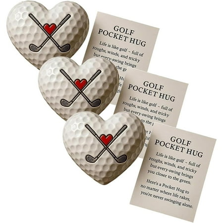 Golf Pocket Huggers, Heart-Shaped Golf Ball Ornaments with Inspirational Cards Gift for Golf Enthusiasts, Suitable for Christmas and Valentine's Day (3pcs)