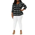 thumbnail image 3 of Agnes Orinda Women's Plus Size Tops Tie Dye Stripes V Neck 3/4 Sleeves Tunic Casual Blouses 2X Black, 3 of 8