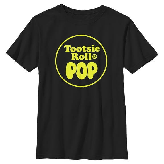 Boy's Tootsie Pop Classic Circle Logo  Graphic Tee Black Small