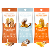 Earthside Farms Keto-Friendly Snack Packs, Banana Bread Walnuts, Coconut Caramel Cashews, Orange Ginger Almonds, Low Calorie Snacks, Healthy Food Gift Set - Variety Pack 1 Ounce by 6